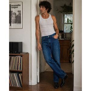 Mugsy Studio Blue Cotton Flex Denim Stretch Pants Jeans   Mens Size 33